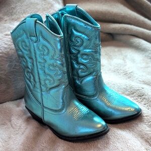 Kids Tucker + Tate Metallic Blue Cowboy Boots